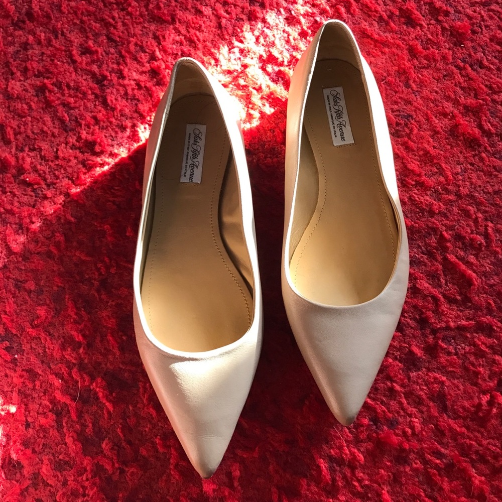 Beige Leather Flats - Saks Fifth Ave.