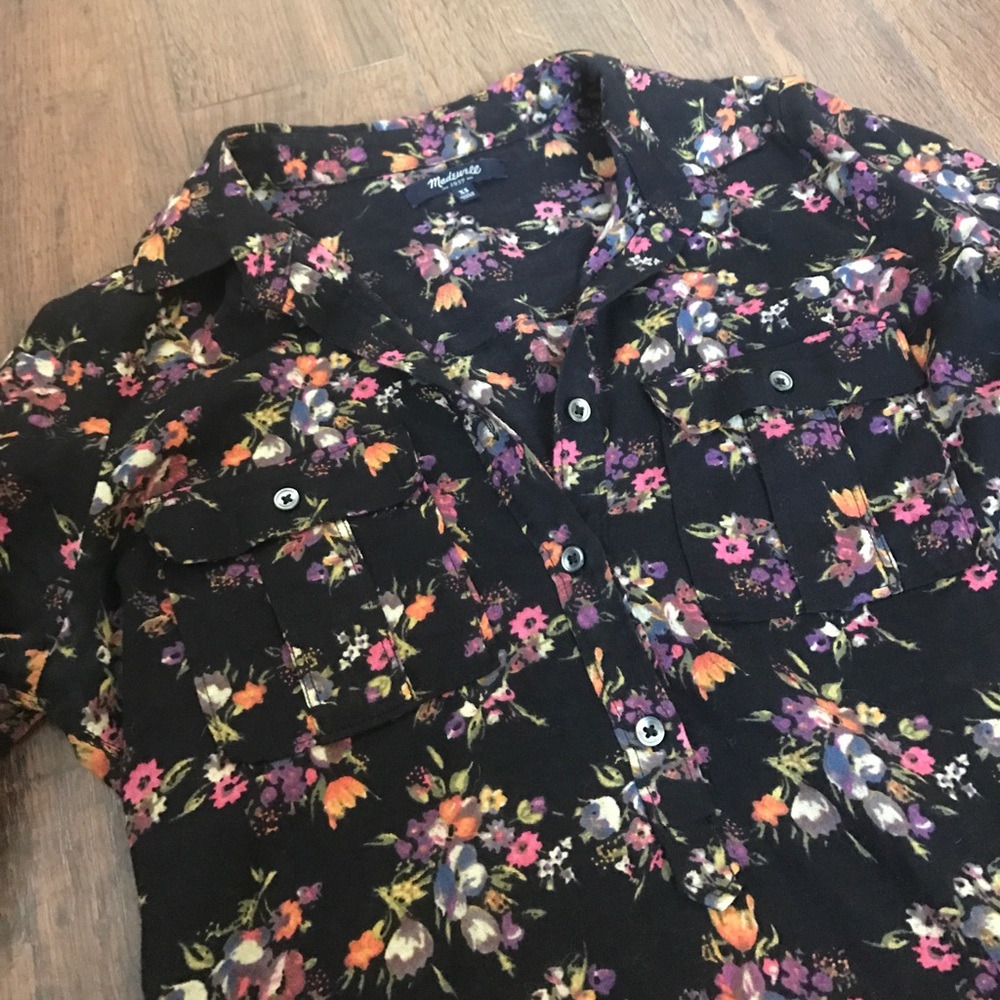 Madewell button up floral print pullover blouse