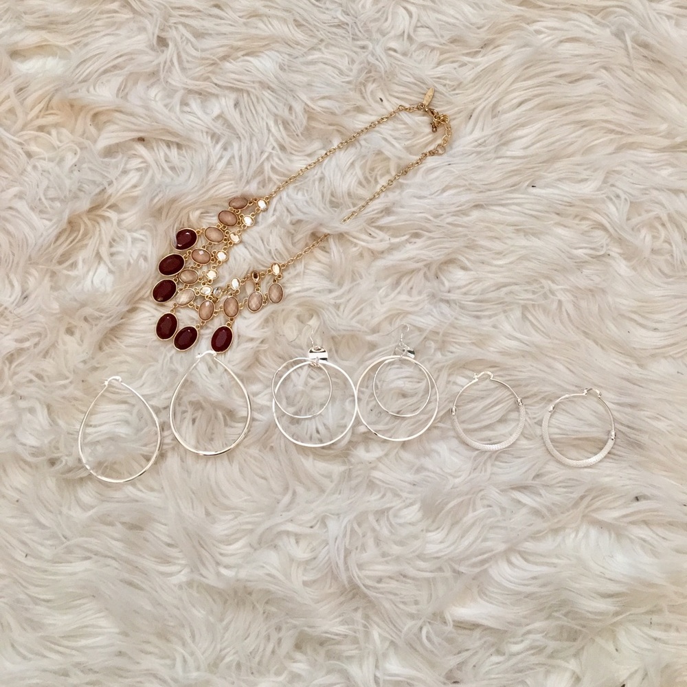 set of 3 genuine sterling silver earrings