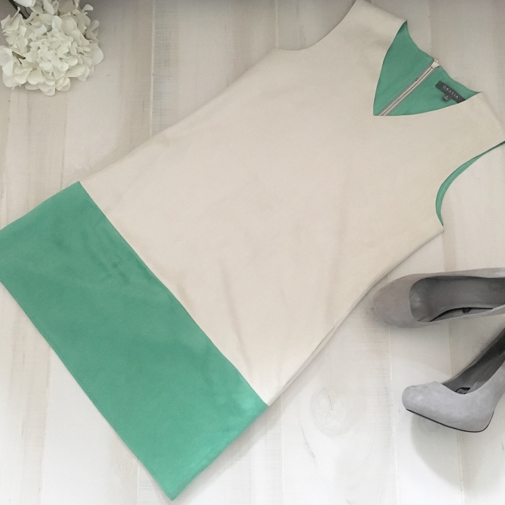 Gracia faux suede colorblock dress - Picture 2 of 4