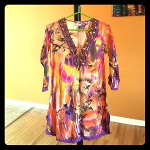 Beautiful flowy watercolor long sleeve dress