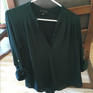 Professional Green Silky Long Sleeve Blouse