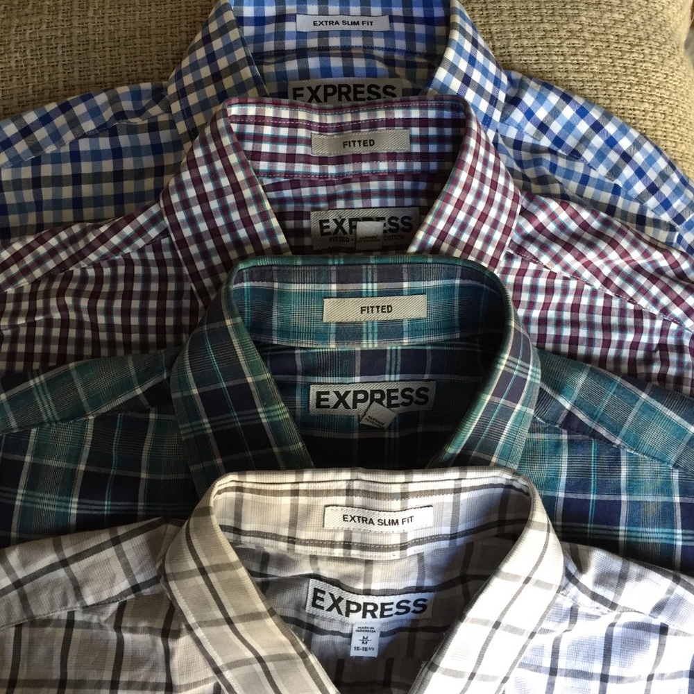 4 Men's Express Button Down Shirts