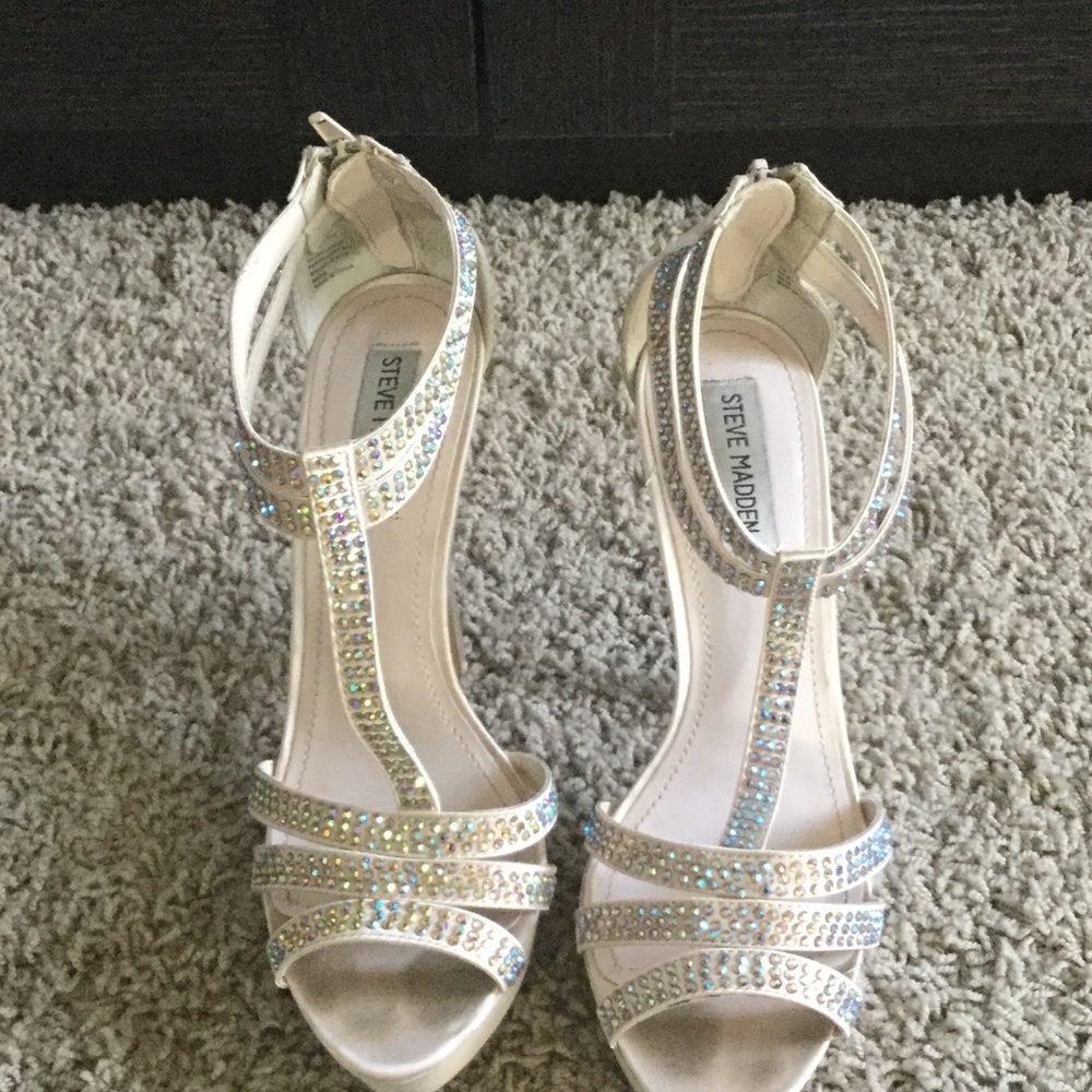 Nude Rhinestone Platform Heels - Picture 2 of 4
