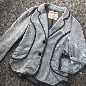 Anthropologie Gray Knit Blazer w/ Wrist Detail, L