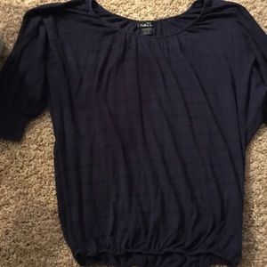 Navy swoop neck top with fitted bottom