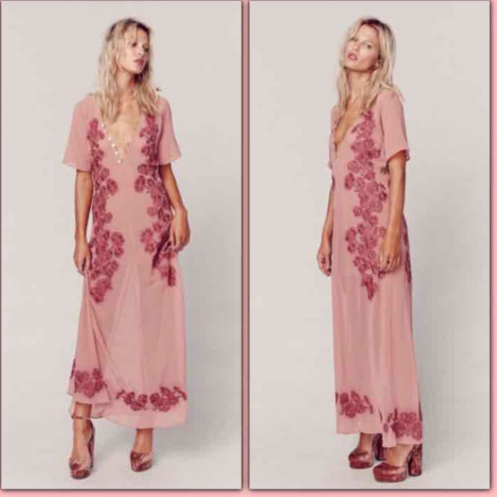 For Love And Lemons Pink Sicily Maxi Dress