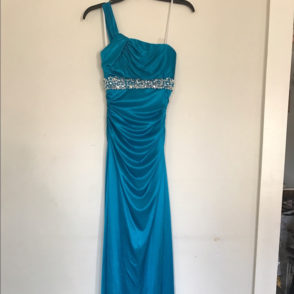 City Studio Steel Blue Evening Gown