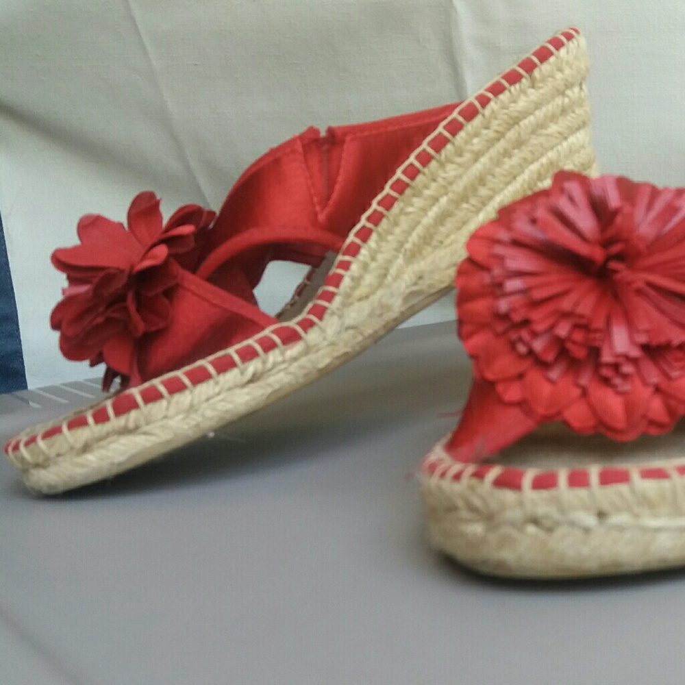 Red floral shoe