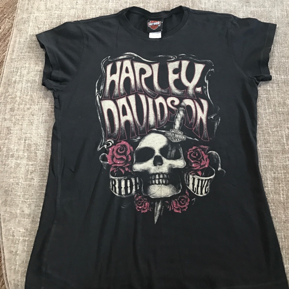 Harley Davidson Skull & Rose Tee 🌹