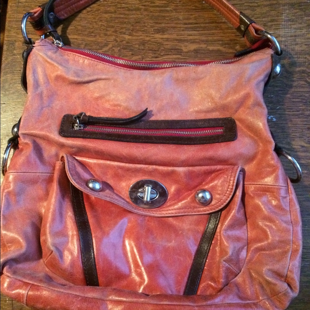 Coral leather Tano shoulder bag