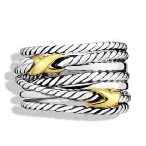 David Yurman Double Crossover 18kt gold sz 8