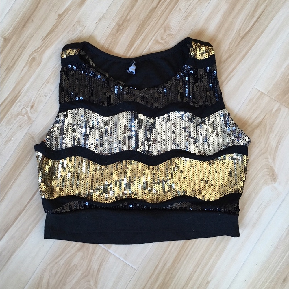Sparkly Sequined Crop Top with Peekaboo Back