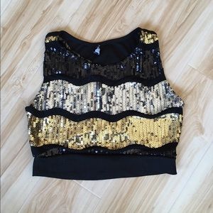 Sparkly Sequined Crop Top with Peekaboo Back