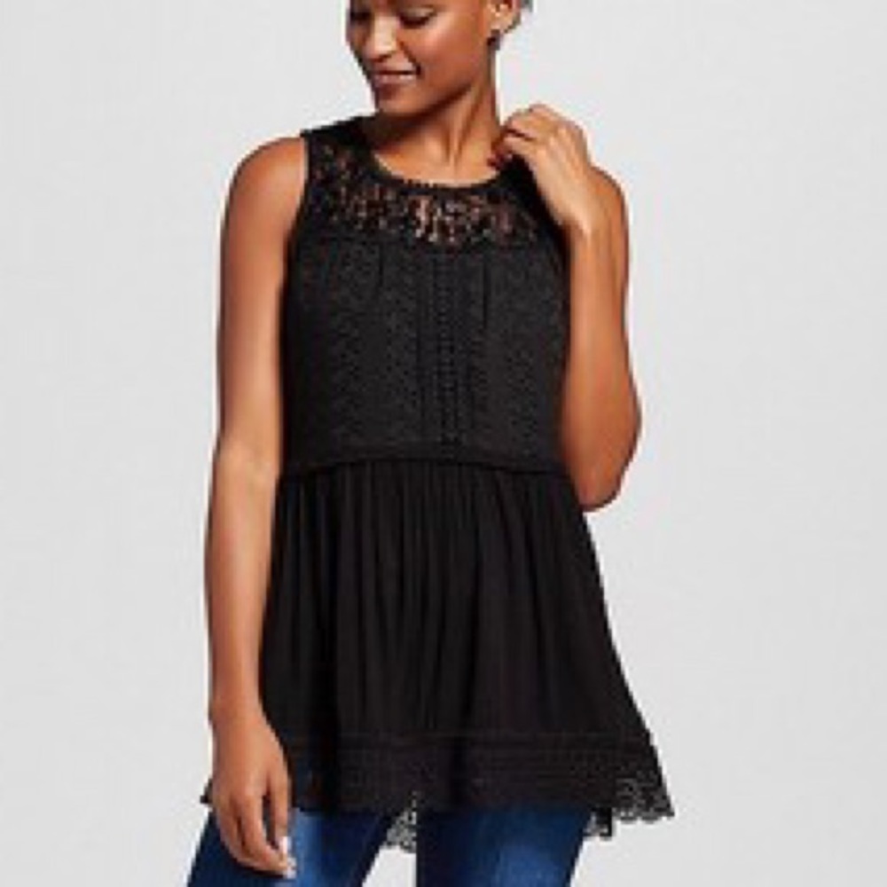 Black Eyelet Peplum Blouse