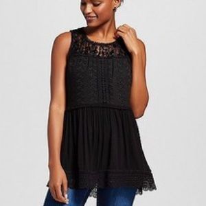 Black Eyelet Peplum Blouse