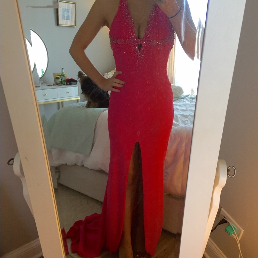 Tony Bowls pink evening gown.