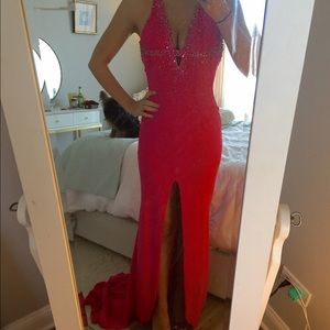 Tony Bowls pink evening gown.