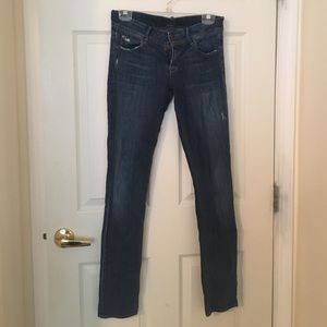 Hudson High Waisted Slightly Distressed Denim