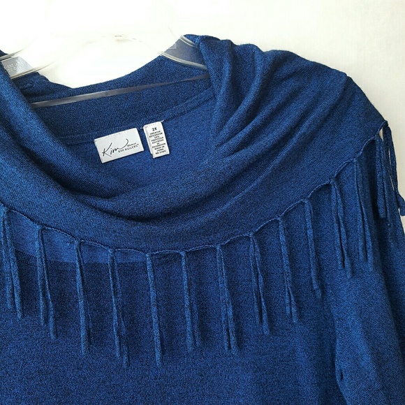 Kim Rogers Sweaters - Kim Rogers Blue Sweater with Cowl Neck