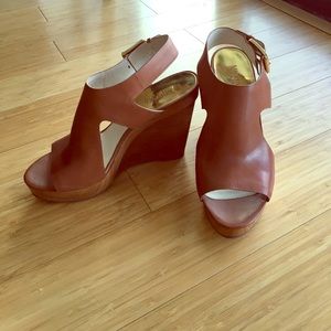 Michael Kors brown leather wedge