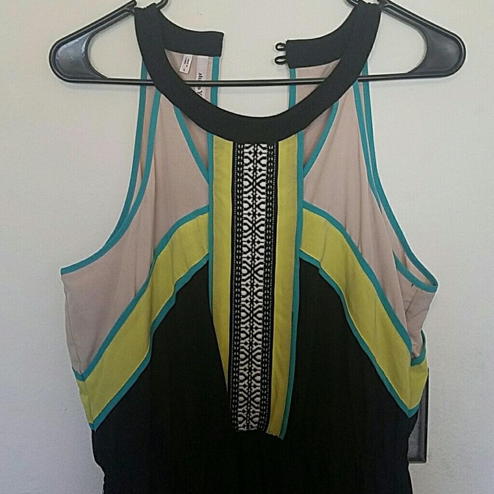 High neck slit dress