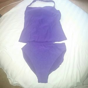 Lands End Purple Halter Top Tankini sz 14