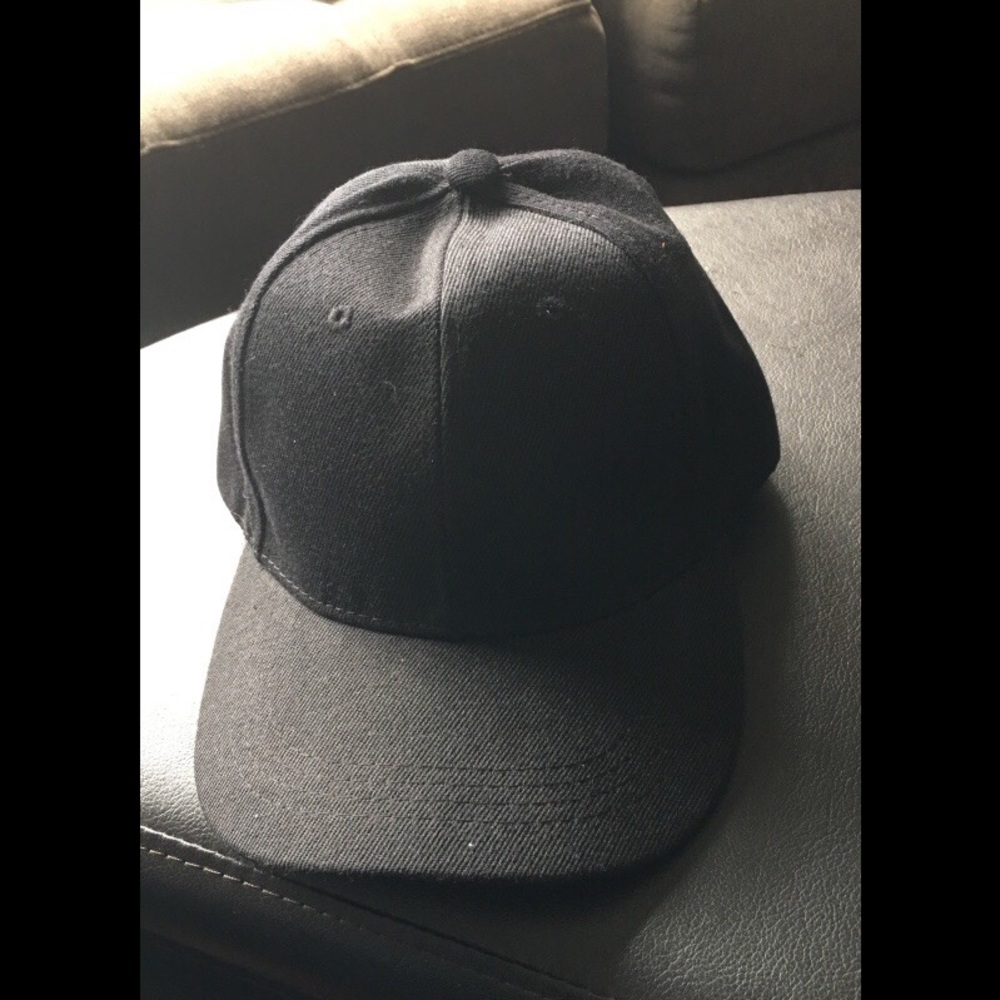 Stylish Black 5 Panels Velcro Baseball Cap