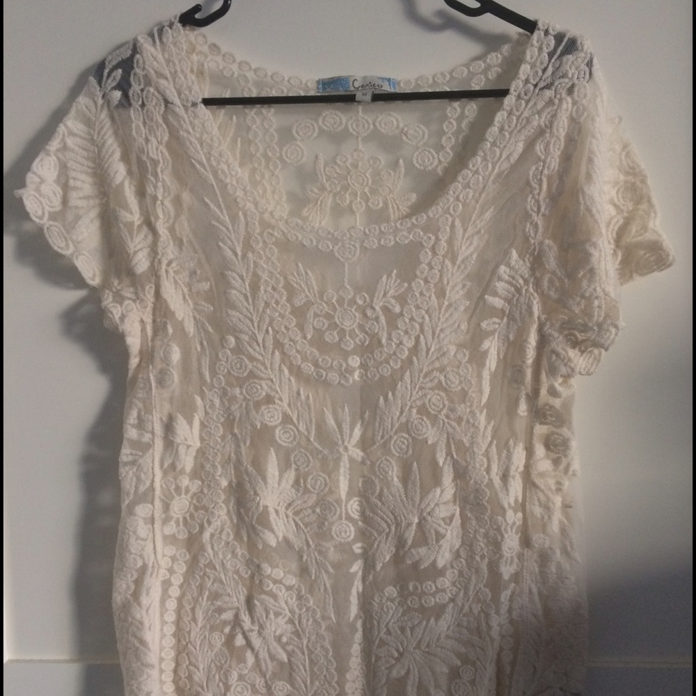 White Knit Lace Tee