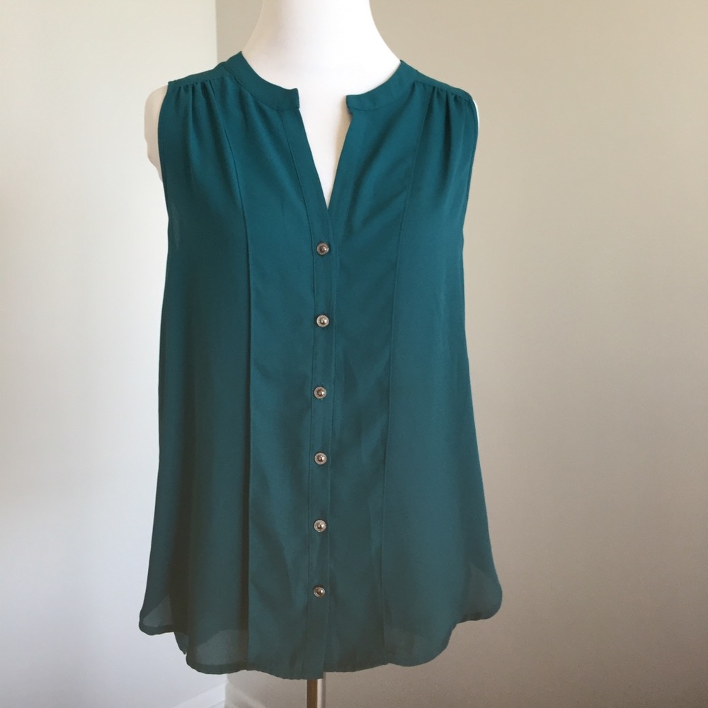 Pleione green sleeveless blouse