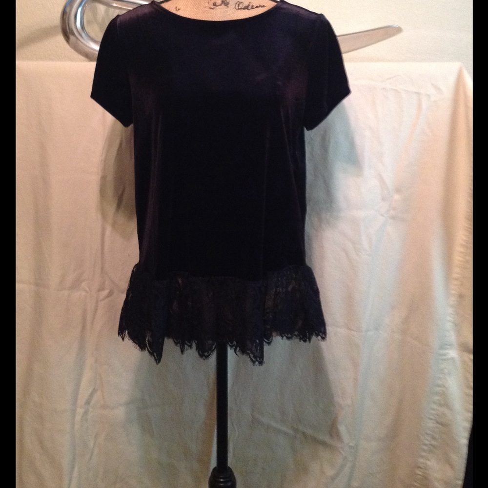 Adrianna Papell Black Velvet Blouse