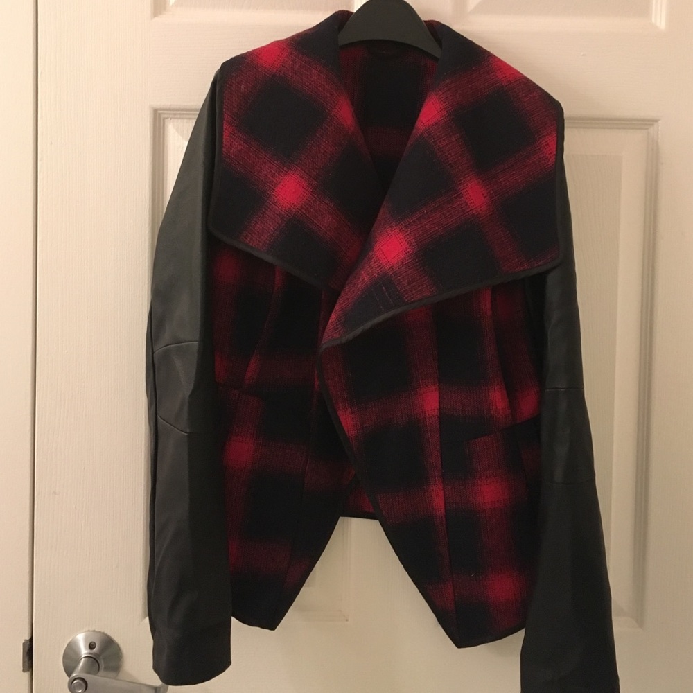 Plaid leather jacket