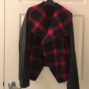 Plaid leather jacket