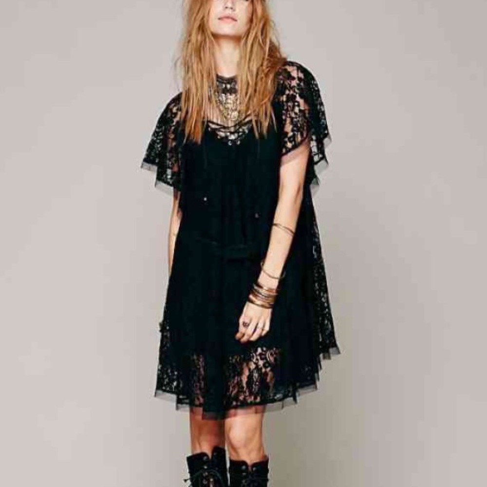 Free People Black Lace Dress
