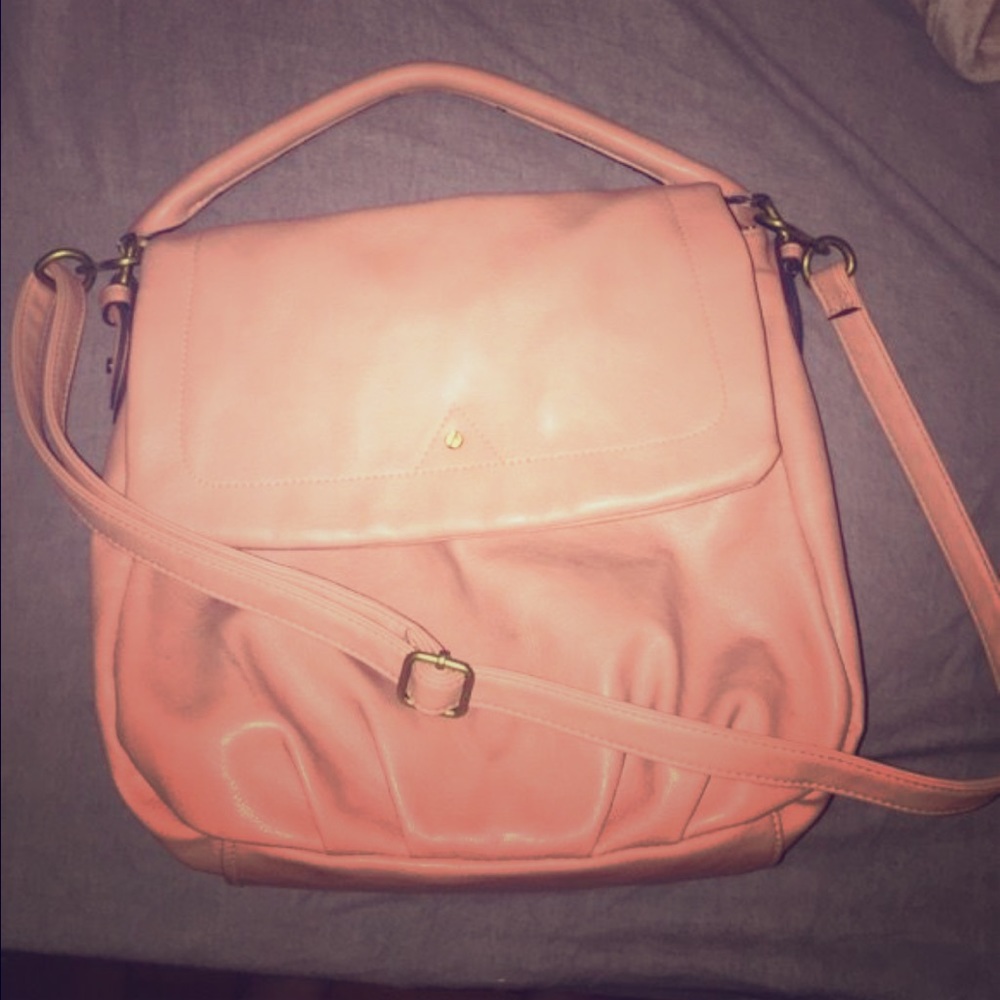 Pink faux leather purse