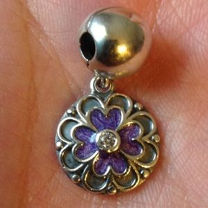 Pandora Purple Flower Dangle Clip