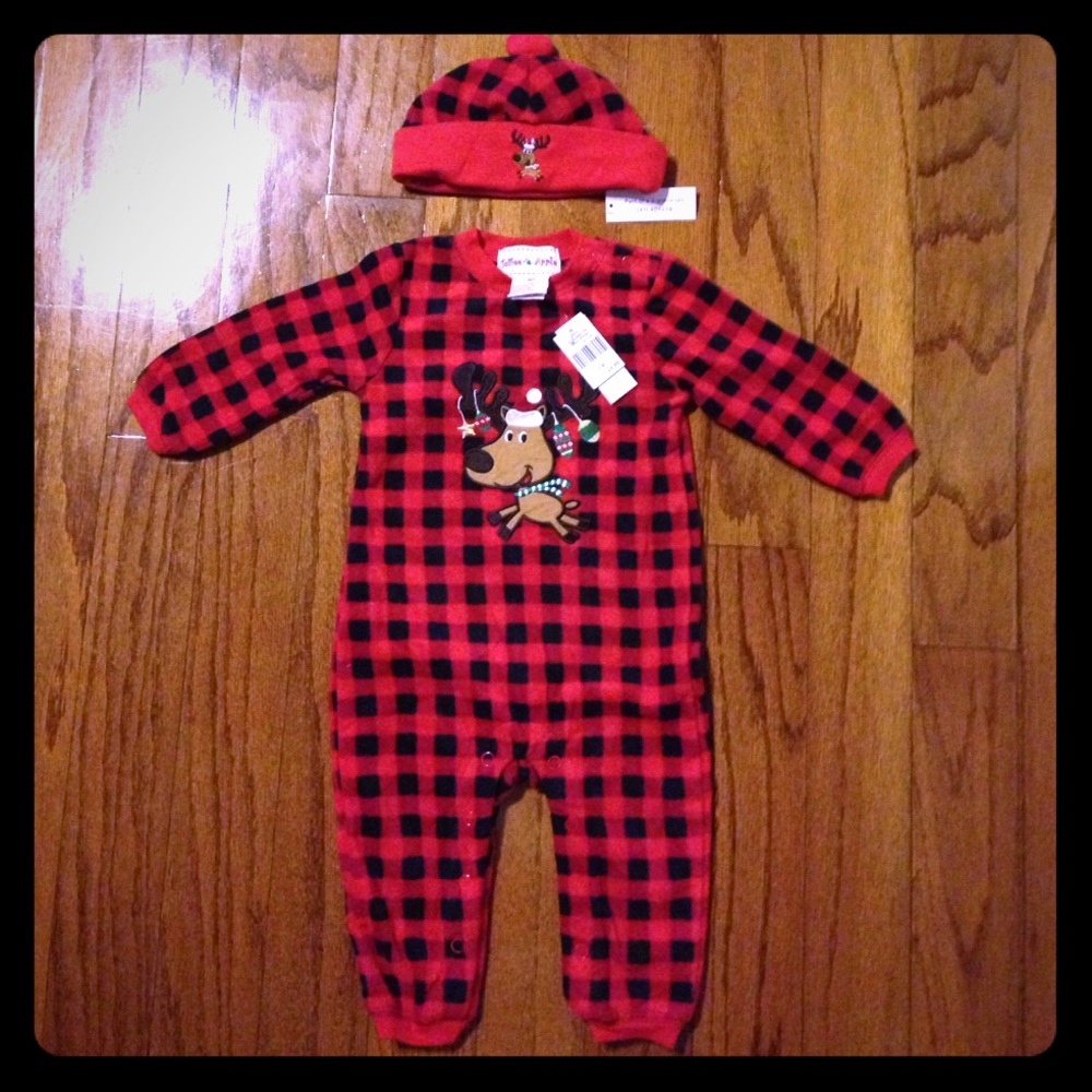 Reindeer plaid Christmas romper