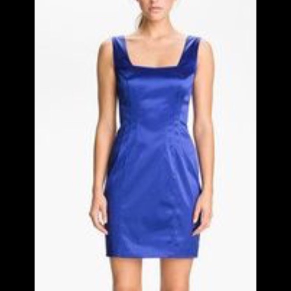 Jay Godfrey blue satin mini dress.