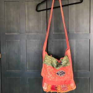 Burnt orange large cross body bag