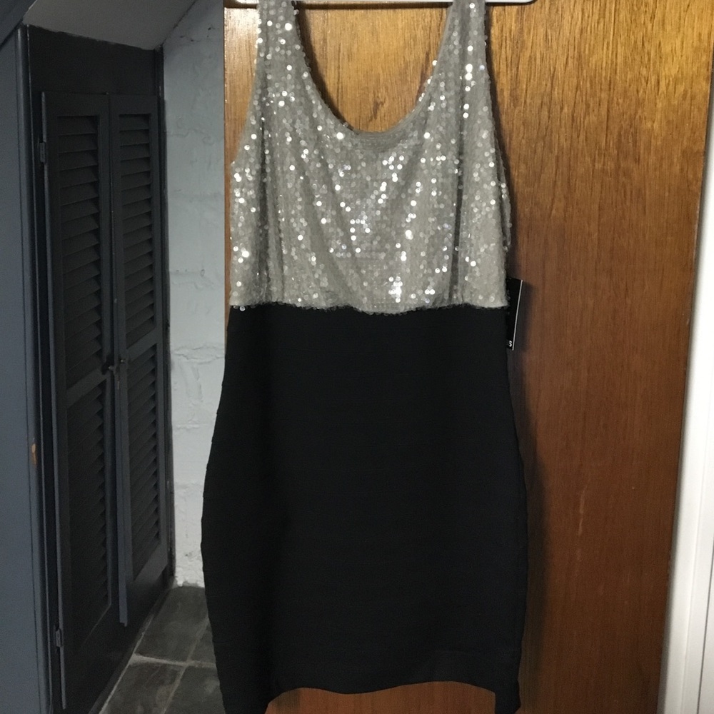 Express Sequin Top Sleeves Dress