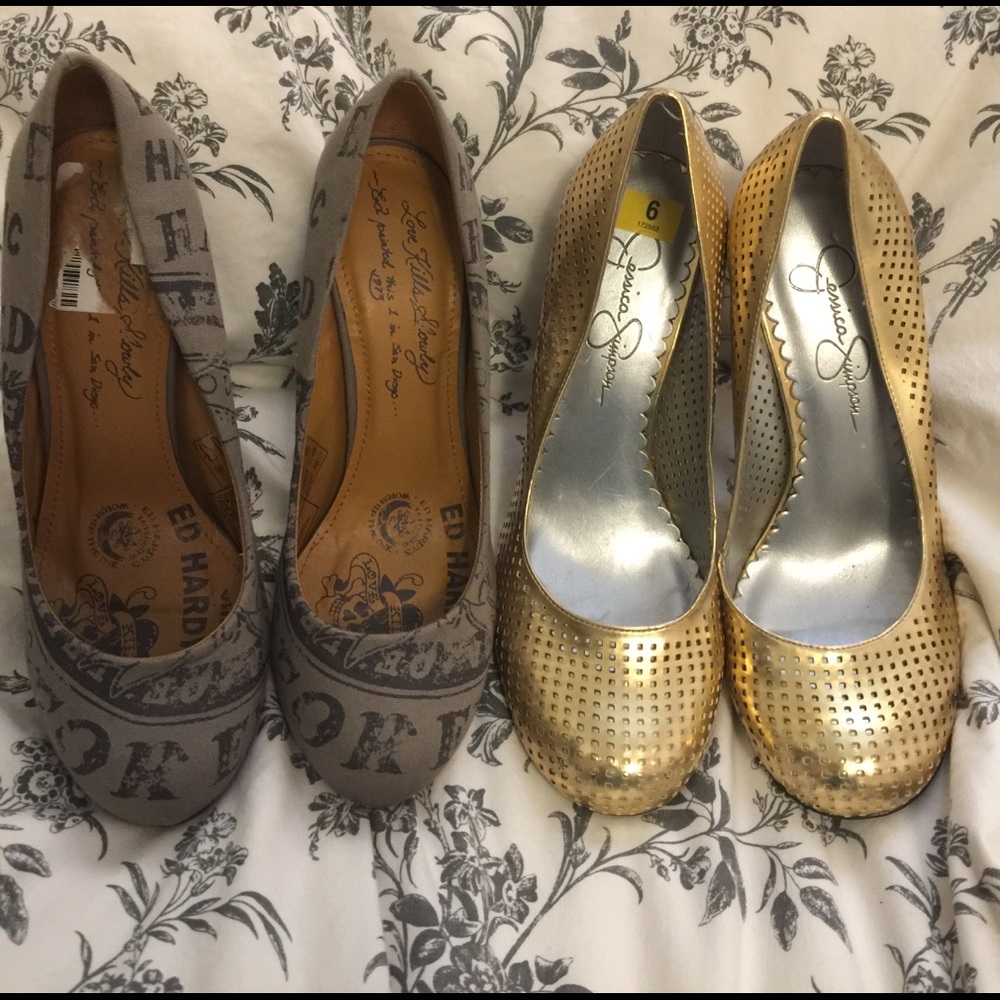 Bundle Heels jessica Simpson and Ed Hardy sz 6