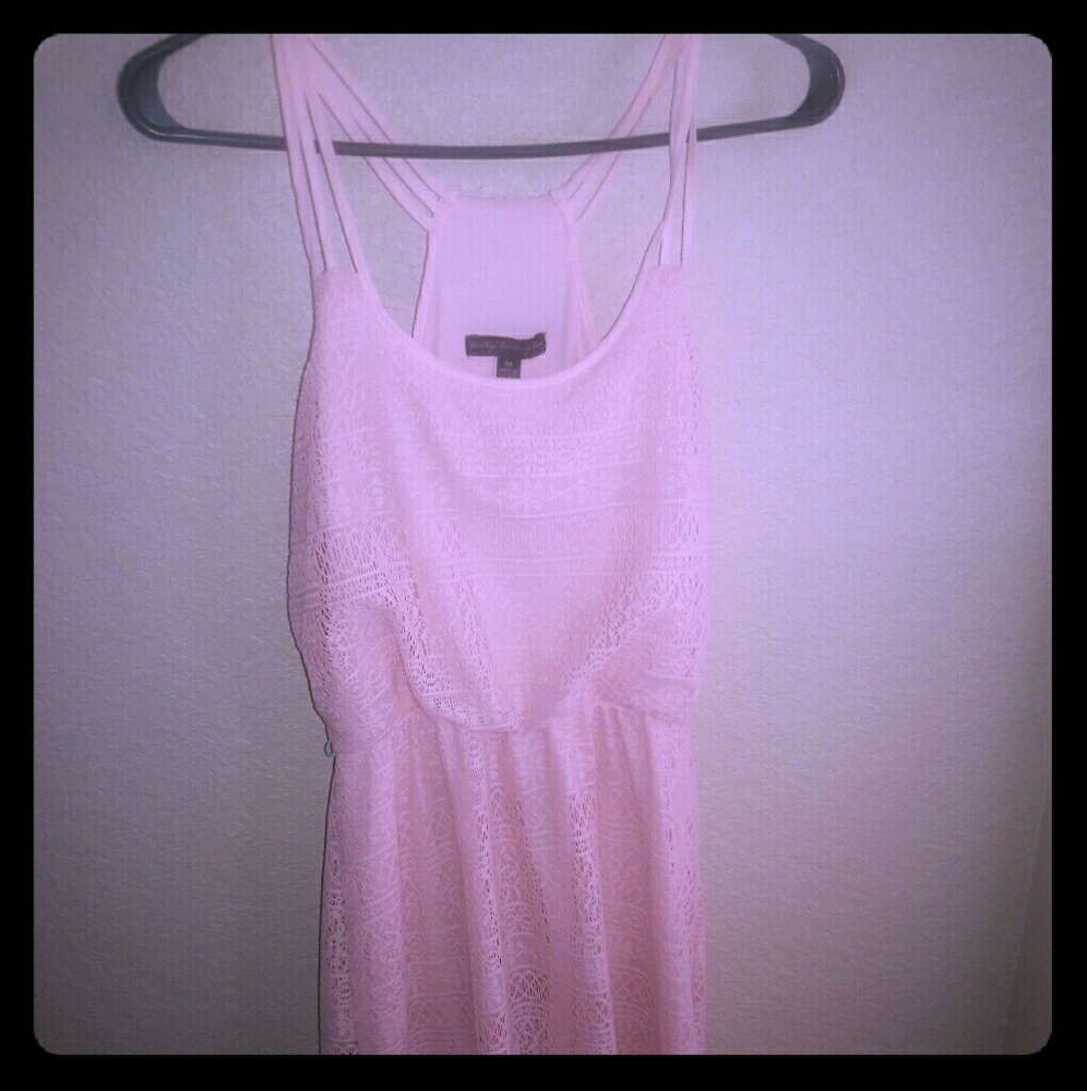 Peachy Pink Long Stappy City Triangles dress M