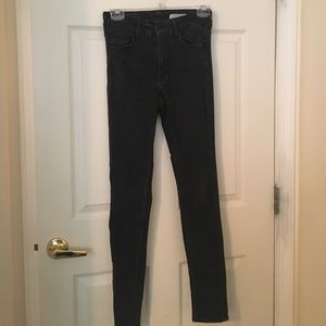 H&M High Waisted Skinny Black Denim