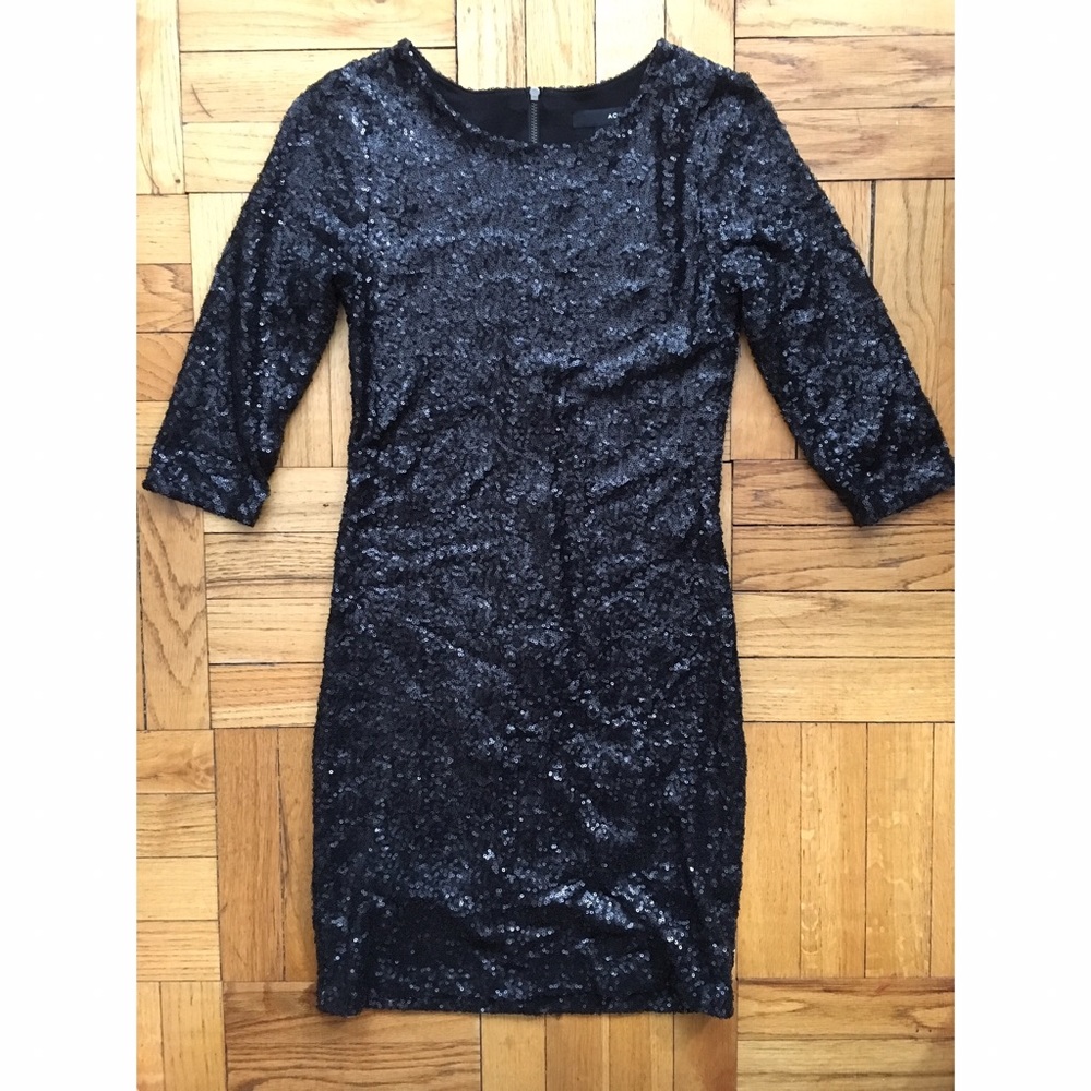 Aqua black sequin mini dress