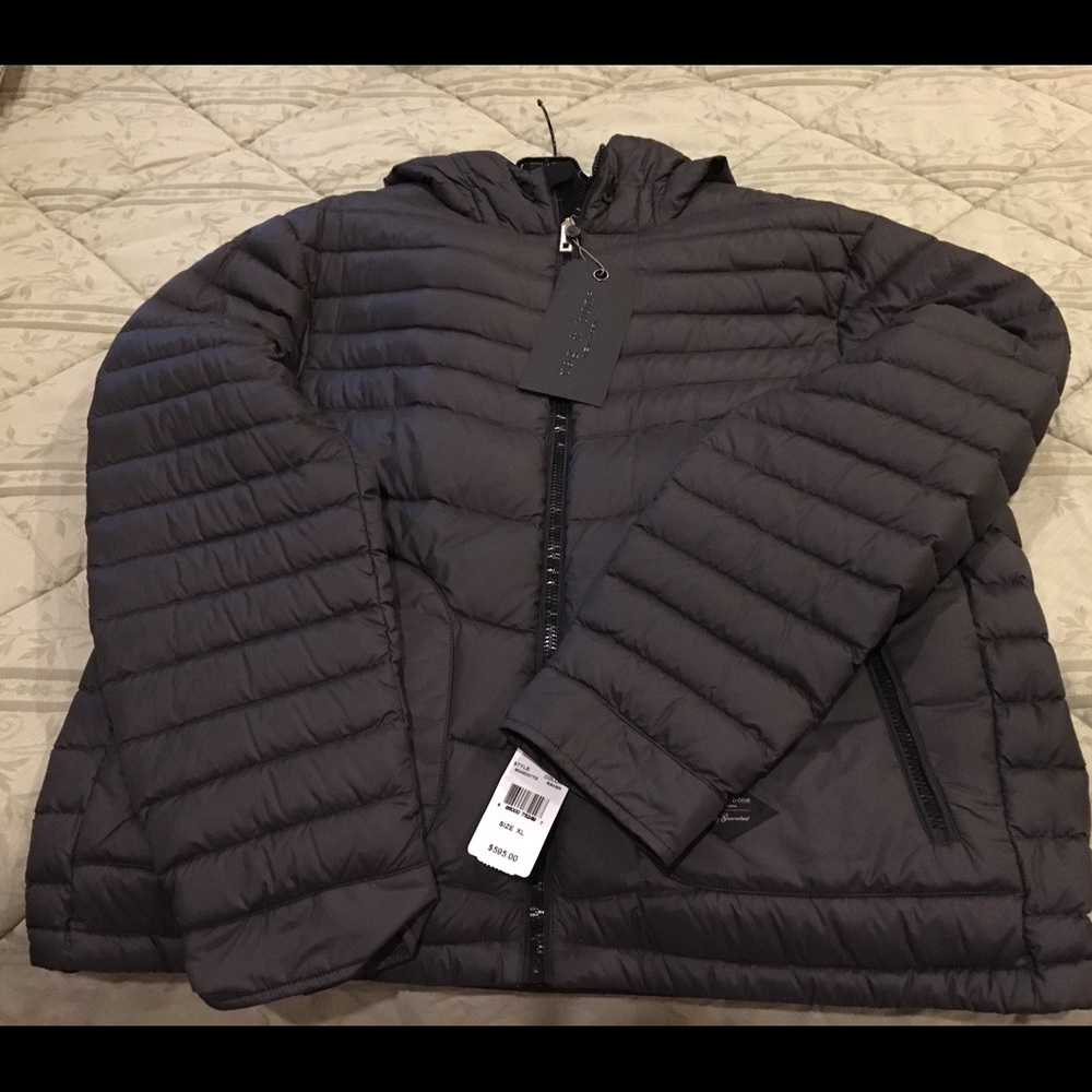 Rag and Bone XL charcoal grey hooded puffer
