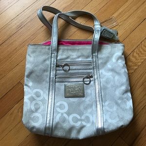 Large Silver Coach Purse