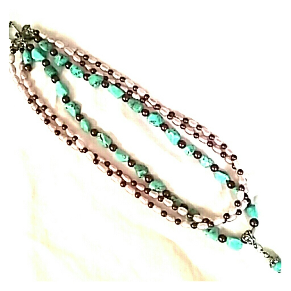 Lavender and turquoise bead necklace