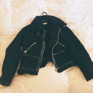 Suede & Faux Fur Moto Jacket