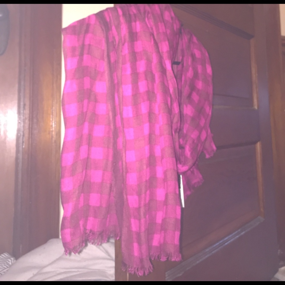 Talbots pink and magenta plaid scarf