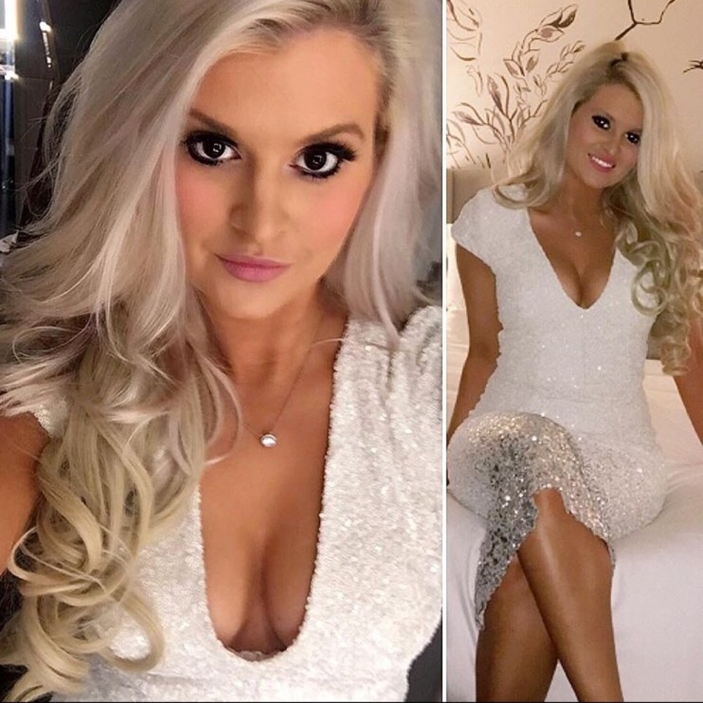 Dress the Population White Sequin Ombre Dress